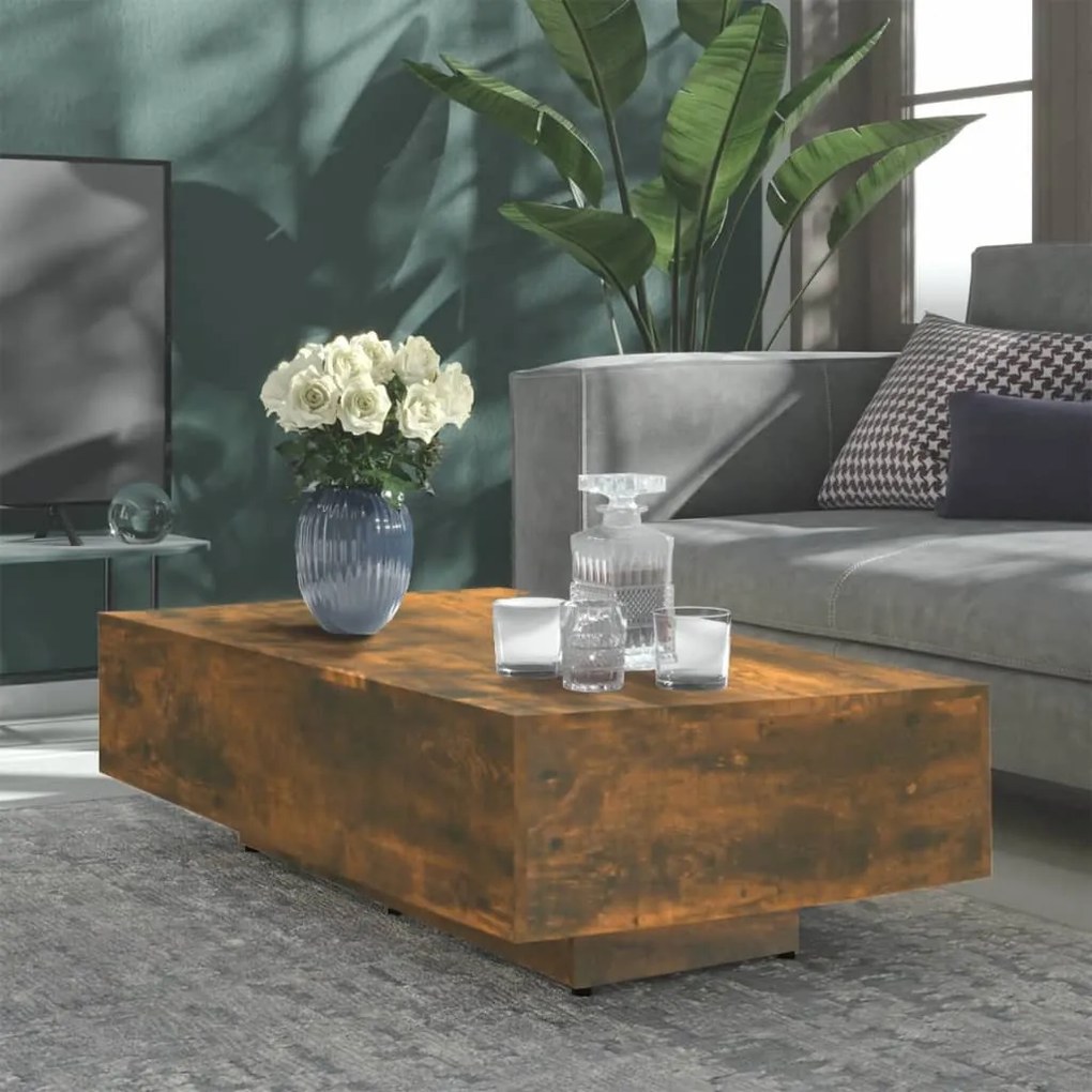 Füstös tölgy színű szerelt fa dohányzóasztal 100x49,5x31 cm