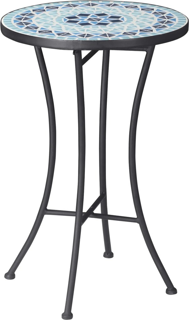 Outsunny Kerek Kert Kávézó Asztal Kerámia Mozaik Felsővel, Ф35.5x53.5cm, Kék | Aosom
