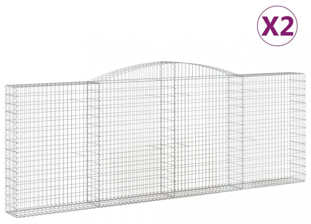2 db íves horganyzott vas gabion kosár 400x30x140/160 cm
