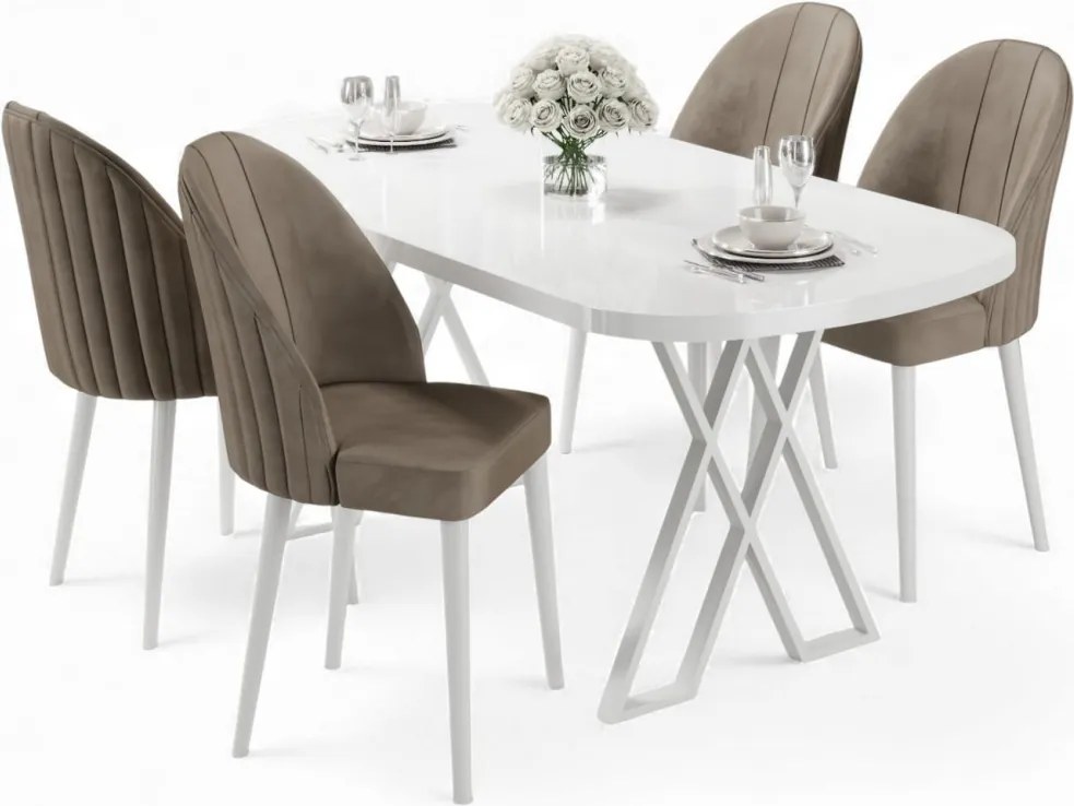 Kaye étkezőgarnitúra, fehér-cappuccino, 168 cm – TR240CHR2812