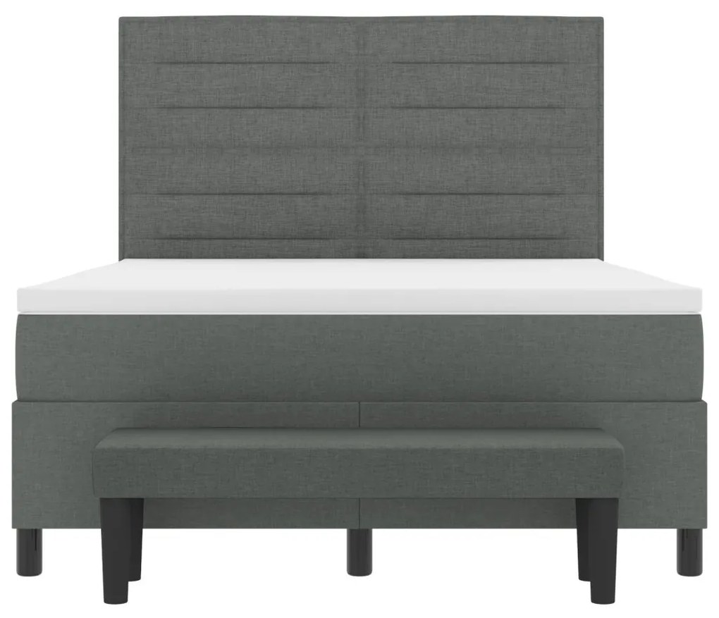 vidaXL Box Spring Ágy Matraccal és Pad Sötétszürke 140x200 cm Szövet