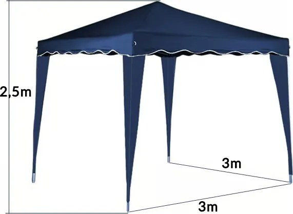 Deuba Kerti pavilon Capri 3x3 m - 4 oldalfal - kék
