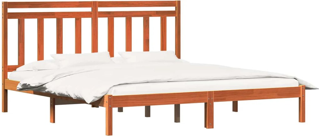 vidaXL Ágykeret Faggyú barna 205,5 x 185,5 x 100 cm Tömör fenyőfa