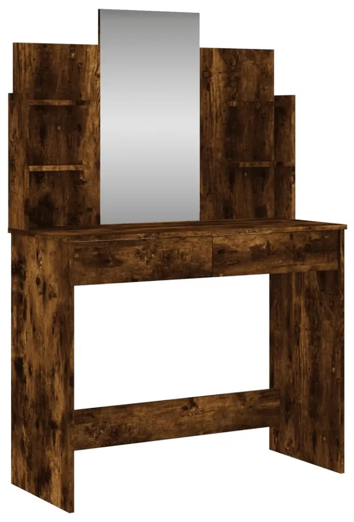 füstös tölgy színű fésülködőasztal tükörrel 96x39x142 cm