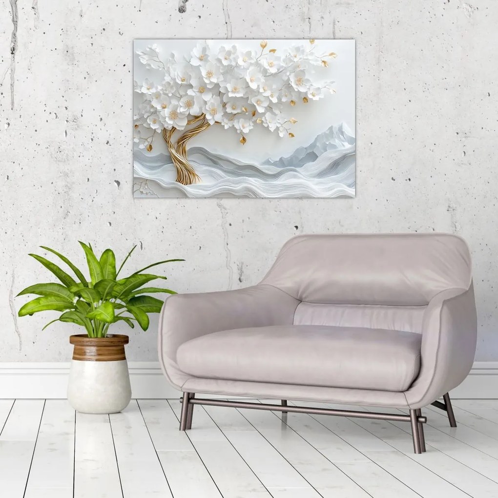Üveg kép – 3D elegáns életfa (70x50 cm)