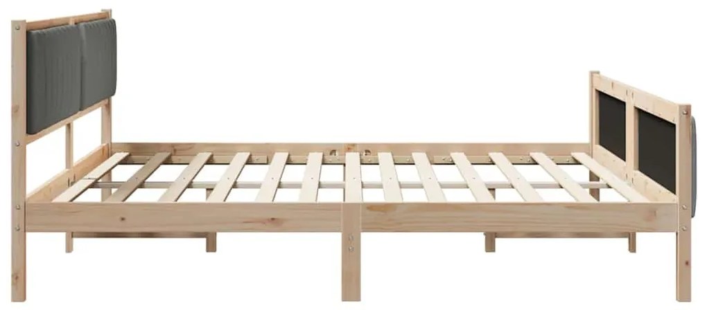 Ágykeret barna és sötétszürke 200 x 200 cm Tömör fenyőfa