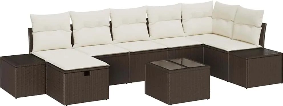 vidaXL Kerti Kanapé Szett párnával 8 pcs Barna polirattan