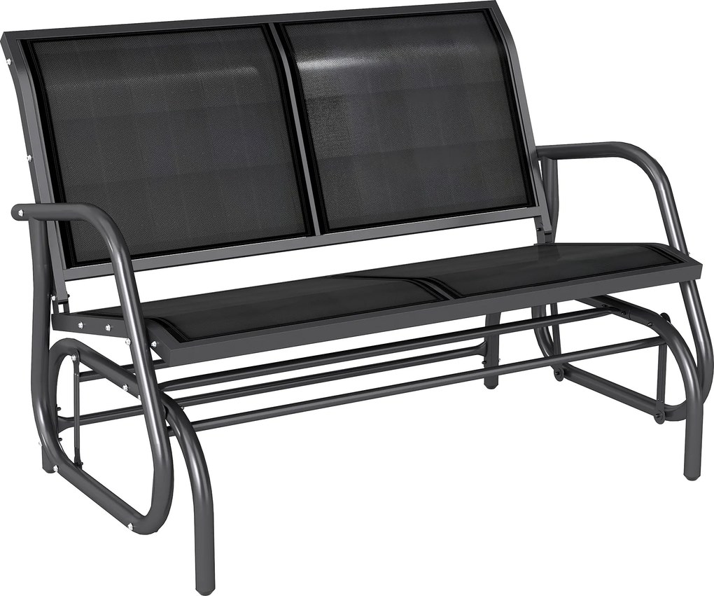 Outsunny 2 személyes hintaszék kertibútor, 200 kg teherbíró képességgel, 120 x 70 x 85 cm, fekete | Aosom