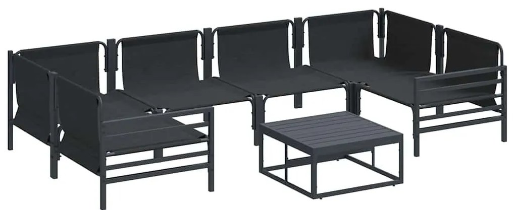 Kerti Kanapé Szett 7 pcs Antracit Acél