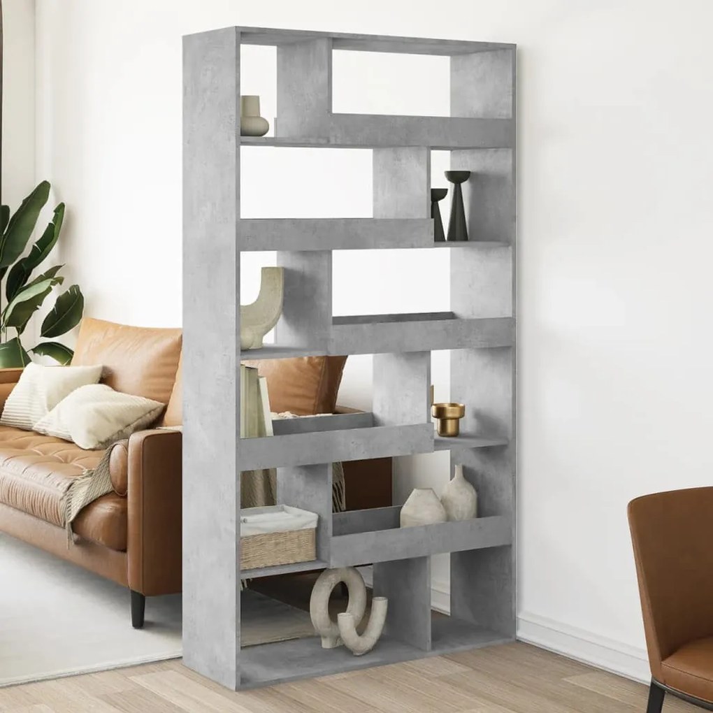 betonszürke szerelt fa térelválasztó 100 x 33 x 187,5 cm