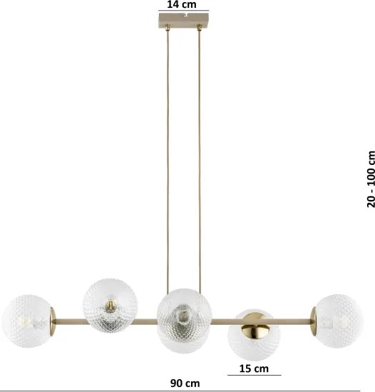 Brilagi - STELLA kábelcsillár 6xE27/60W/230V bézs/arany