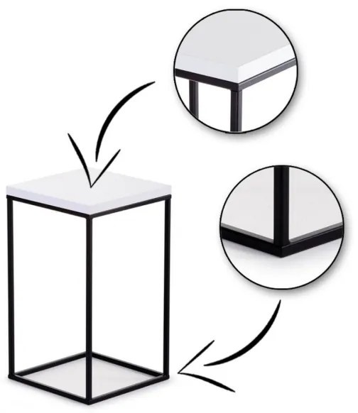 BASICLOFT virágtartó állvány 40x24 fehér/fekete