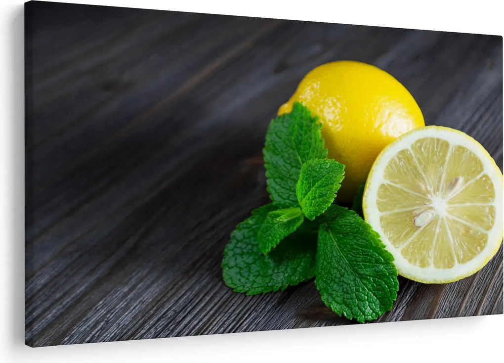 Citrom és a menta az asztalon képe (90x60 cm)