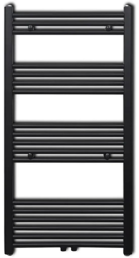 vidaXL Fekete fürdőszobai egyenes törölközőtartó központi fűtéssel 600x1160mm