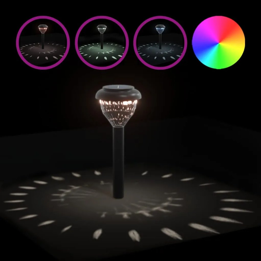 4 db meleg fehér és RGB napelemes ösvény lámpa tüskével