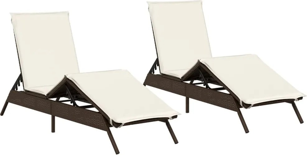 vidaXL 2 db barna polyrattan napozóágy párnával