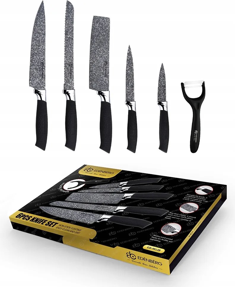 Kés Készlet 5 Db Hámozó, éles Edenberg 9812 B fekete