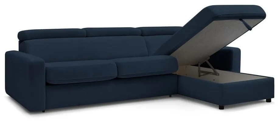 Sötétkék kinyitható sarokkanapé (variálható) Monaco – Bobochic Paris