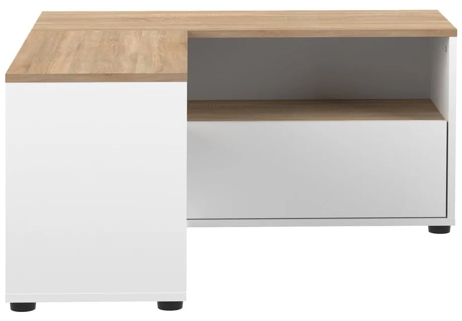 Fehér-natúr színű TV-állvány tölgyfa dekorral 90x45 cm Angle – TemaHome