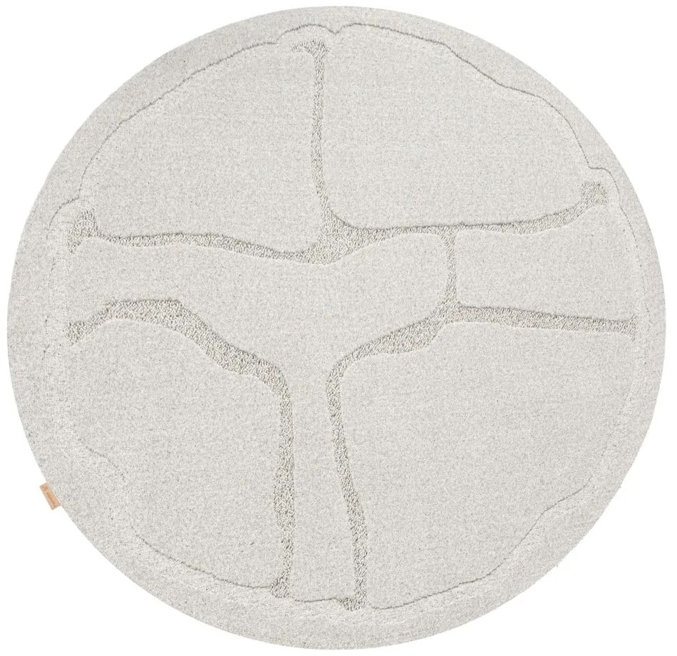 Világosszürke gyapjú kerek szőnyeg ø 133 cm Morphic Organica – Agnella