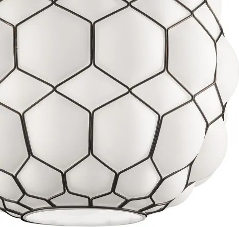 SIRU - Csillár zsinóron GALAPAGOS 1xE27/60W/230V fekete/fehér Velencei üveg