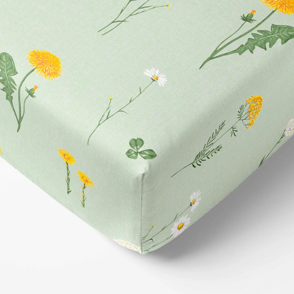 Goldea pamut gumis lepedő - mező, zöld melanzs alapon 80 x 160 cm