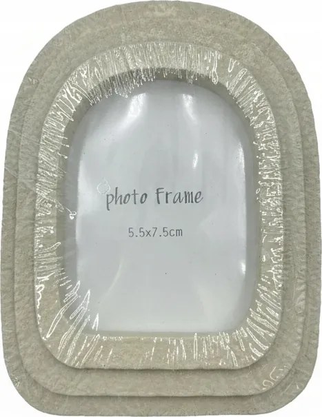 Képkeret 5,5x7,5 cm krémszínű lekerekített poliresin