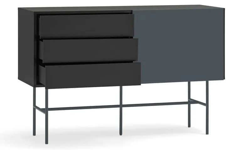 Fekete-antracitszürke alacsony komód tolóajtóval 140x91 cm Nube – Teulat