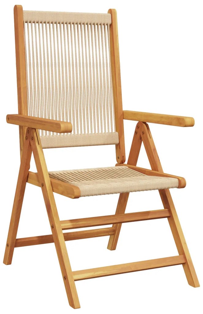 Kert étkező szett 7 pcs Bézs Tömör akáciafa és műrattan