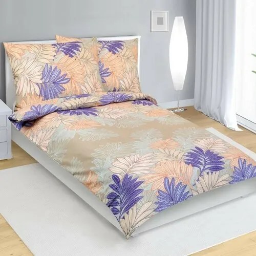 Bellatex Pamut ágynemét Listy lazac, lila, 140 x200 cm, 70 x 90 cm