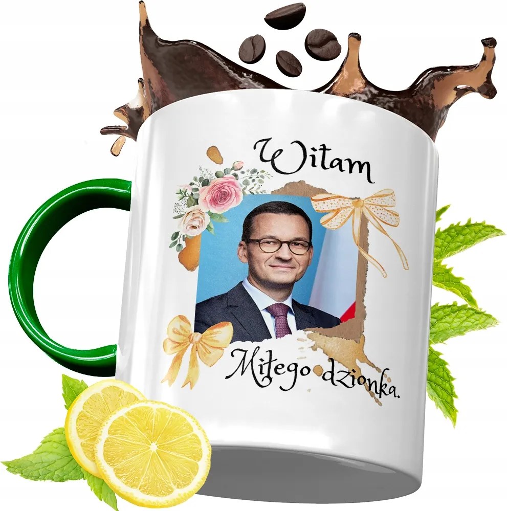 Máté Morawiecki Zöld Bögre Ajándék, fényképes nyomattal