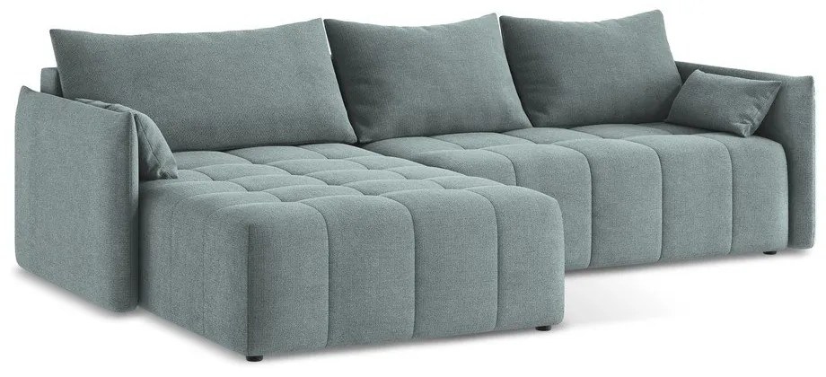 Kék kinyitható-tárolóhelyes sarokkanapé (bal oldali-heverő résszel) Moku – Makamii