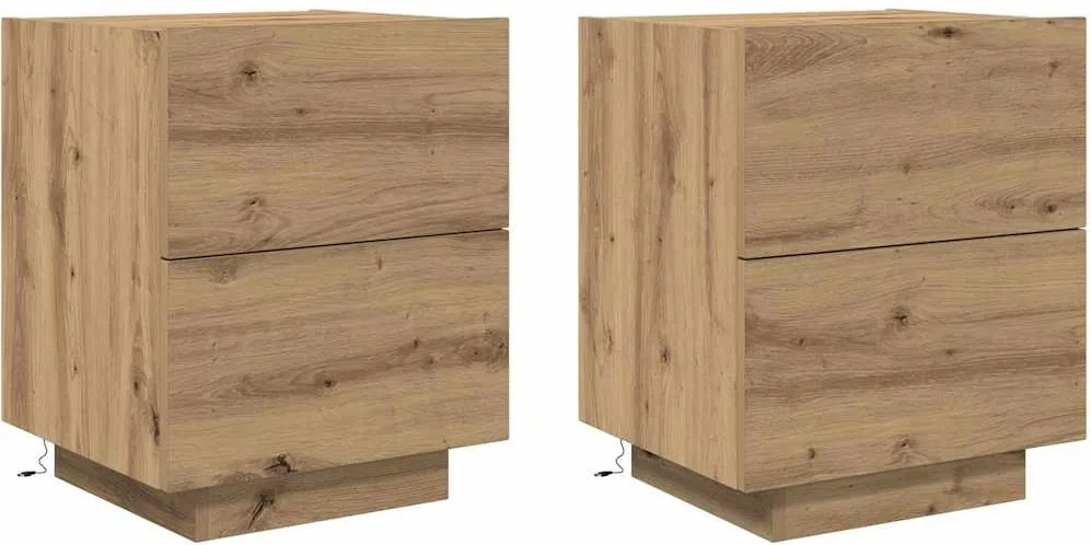 vidaXL Éjjeliszekrény 2 pcs Artisan tölgy 45 x 40 x 55 cm Faanyag