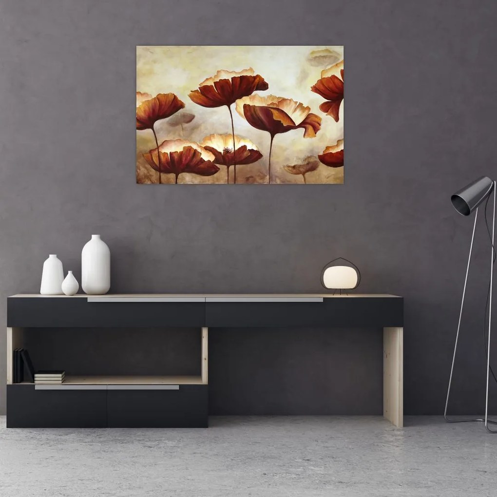 Piros virágok képe (90x60 cm)