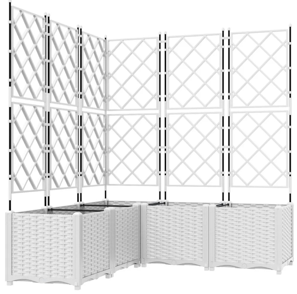 Kertészeti Beültető Trellisszel 5 db Fehér 120x120x143 cm