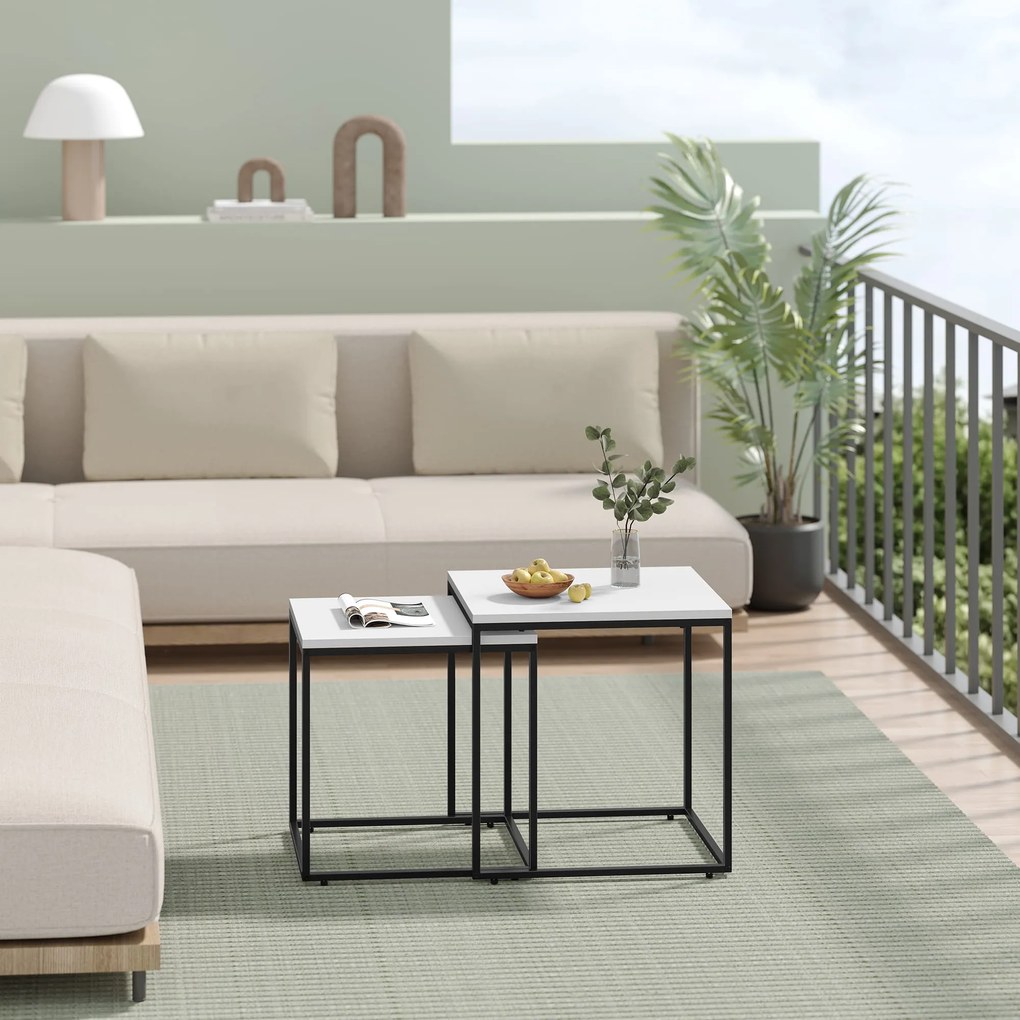 2 db-os QUADRO dohányzóasztal szett, fehér