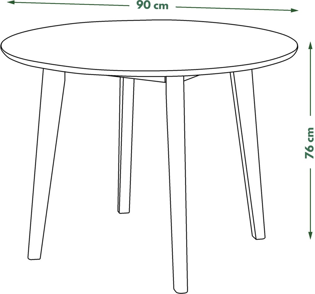 MAZZONI EXPORT ROXY Természetes Dió - RETRO KEREK FA ASZTAL KONYHÁBA/ÉTKEZŐBE