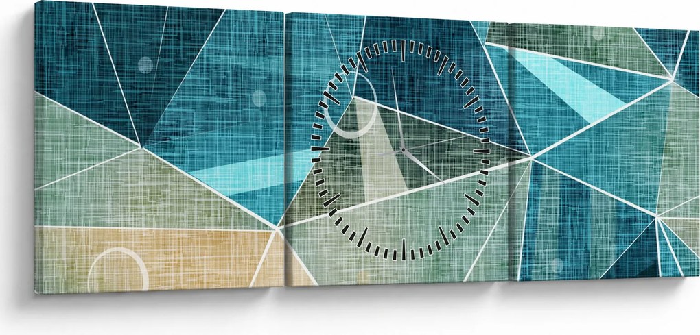 Kép - Türkiz absztrakció (órával) (90x30 cm)