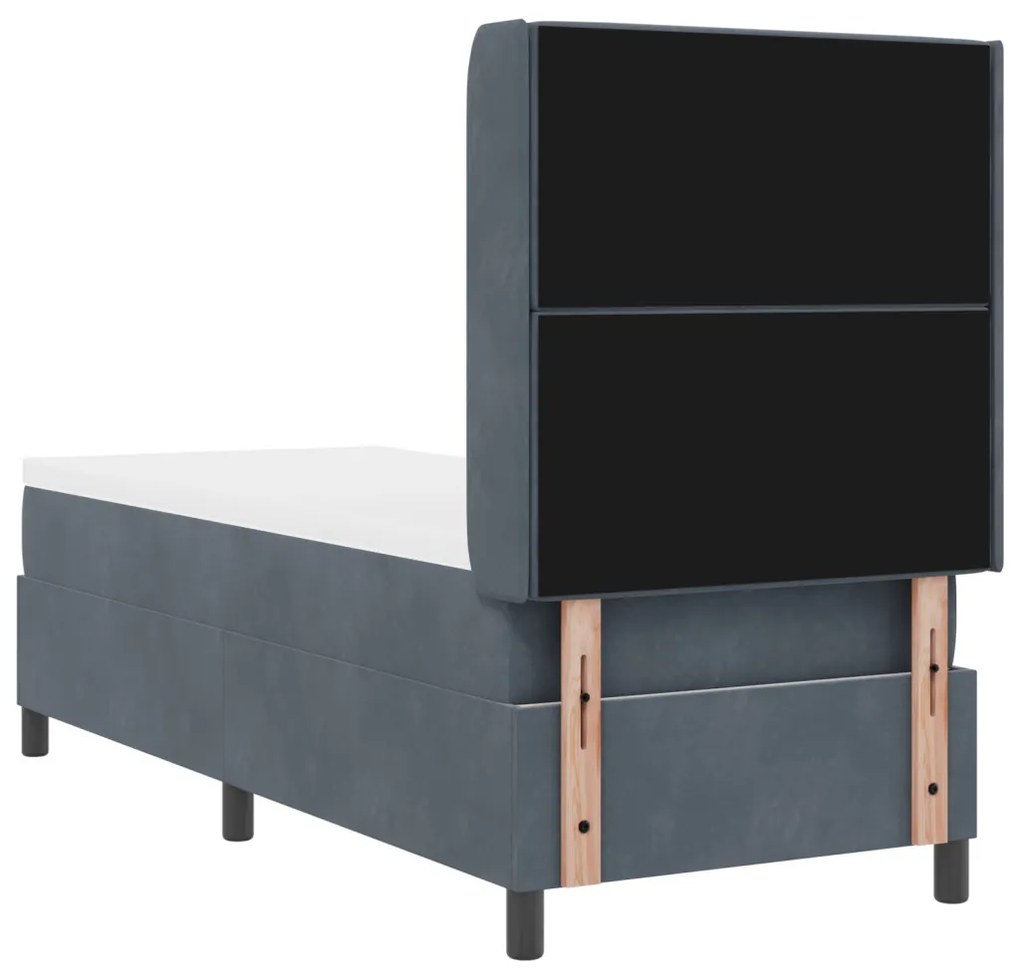 Boxspring ágy matraccal és LED, sötétszürke, 80x200 cm, bársony