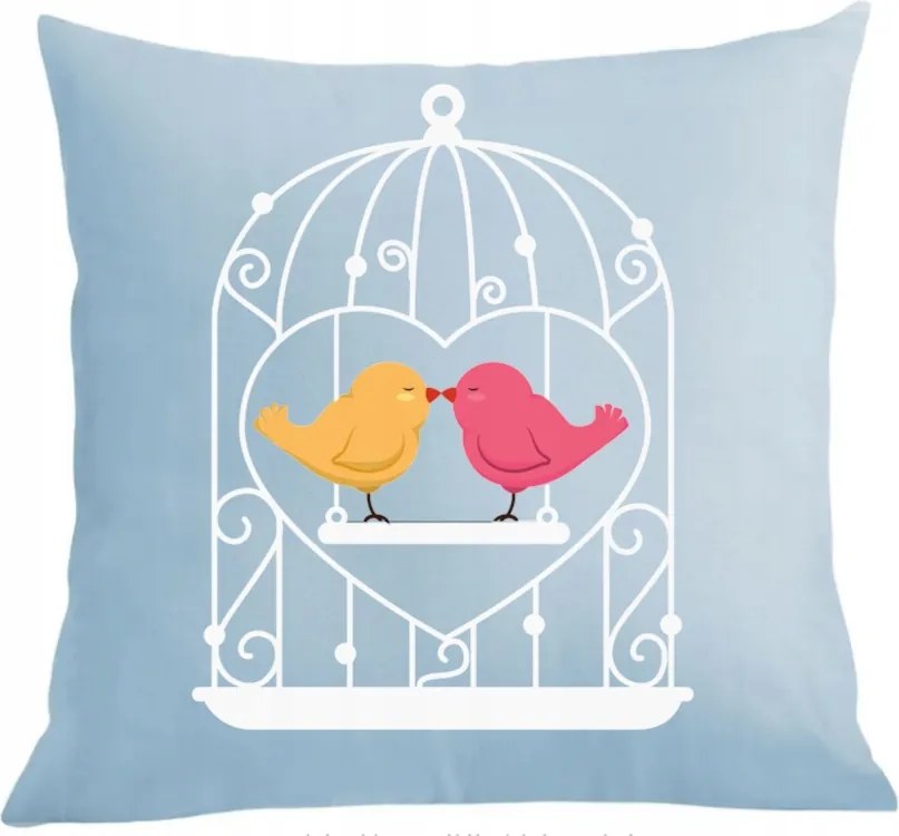 Valentin napi párna párnahuzat Madárkák a ketrecben