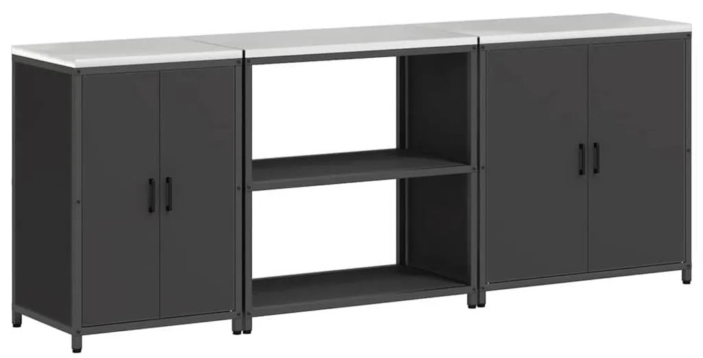 Konyhai Tároló Készlet polcokkal 3 pcs Fekete 240 x 50 x 92 cm