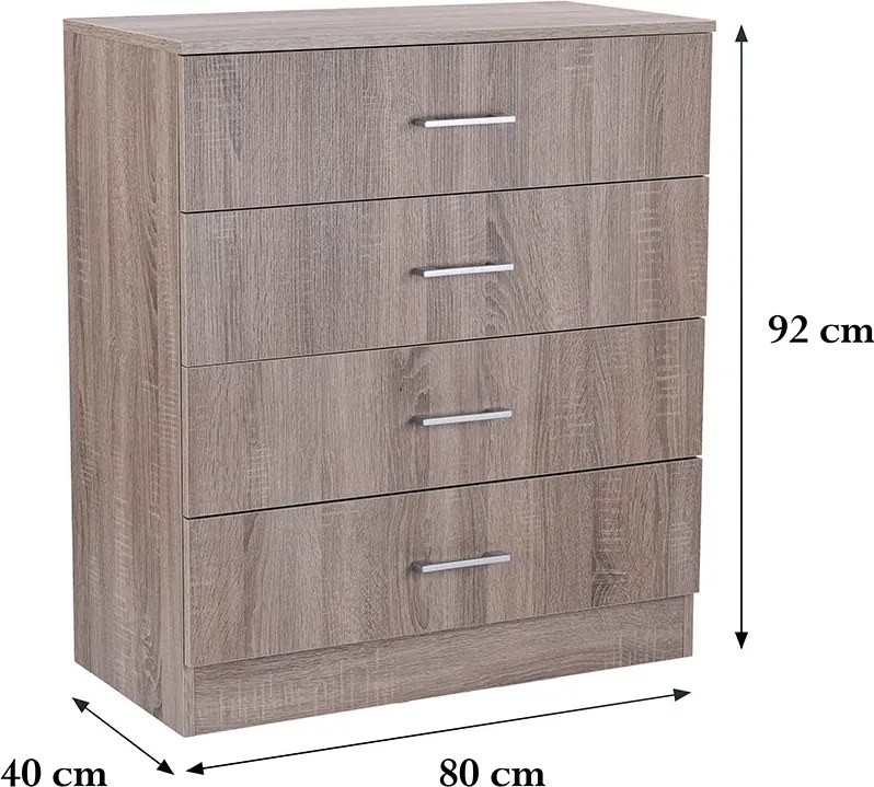 Miami komód 4 fiókos 80x92 cm yorki tölgy-yorki tölgy