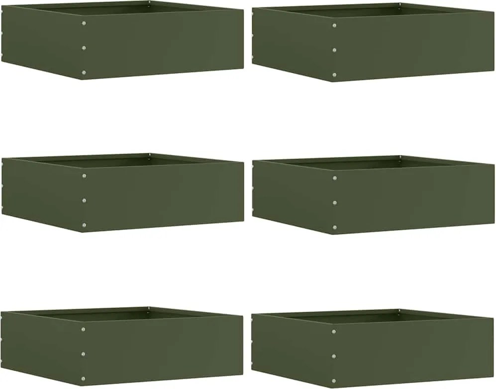 vidaXL Fűszegélyezés 6 pcs Olajzöld 40 x 40 x 13 cm Acél