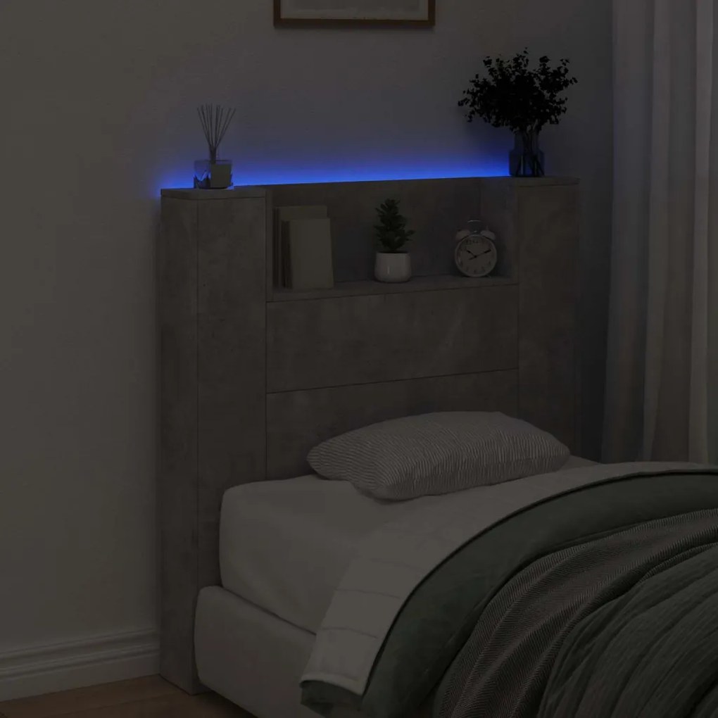 Fejtámla polcokkal Beton Szürke 100 x 16,5 x 103,5 cm Faanyag