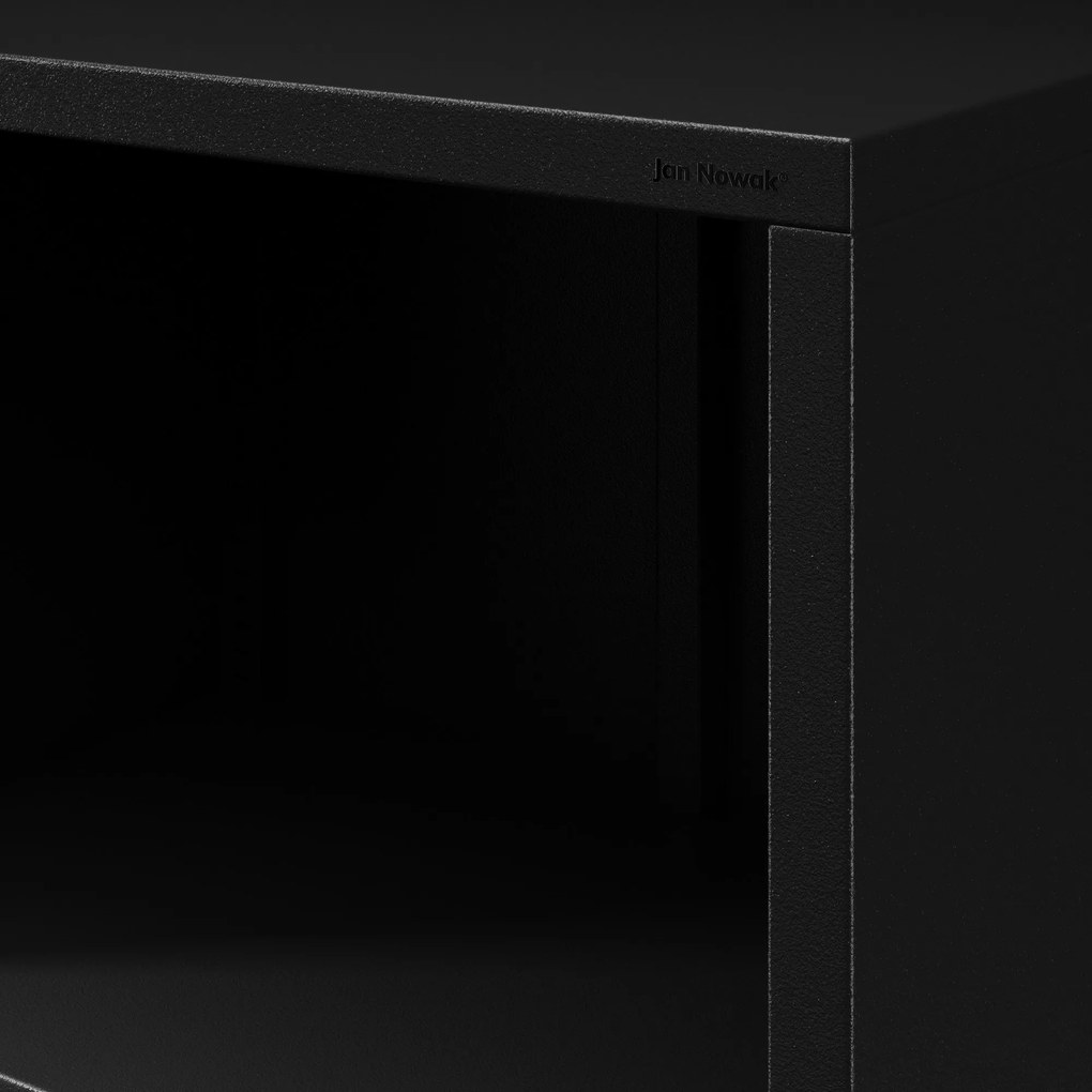 Fekete fém könyvespolc – MARIO Modern 500 x 1800 x 350 mm