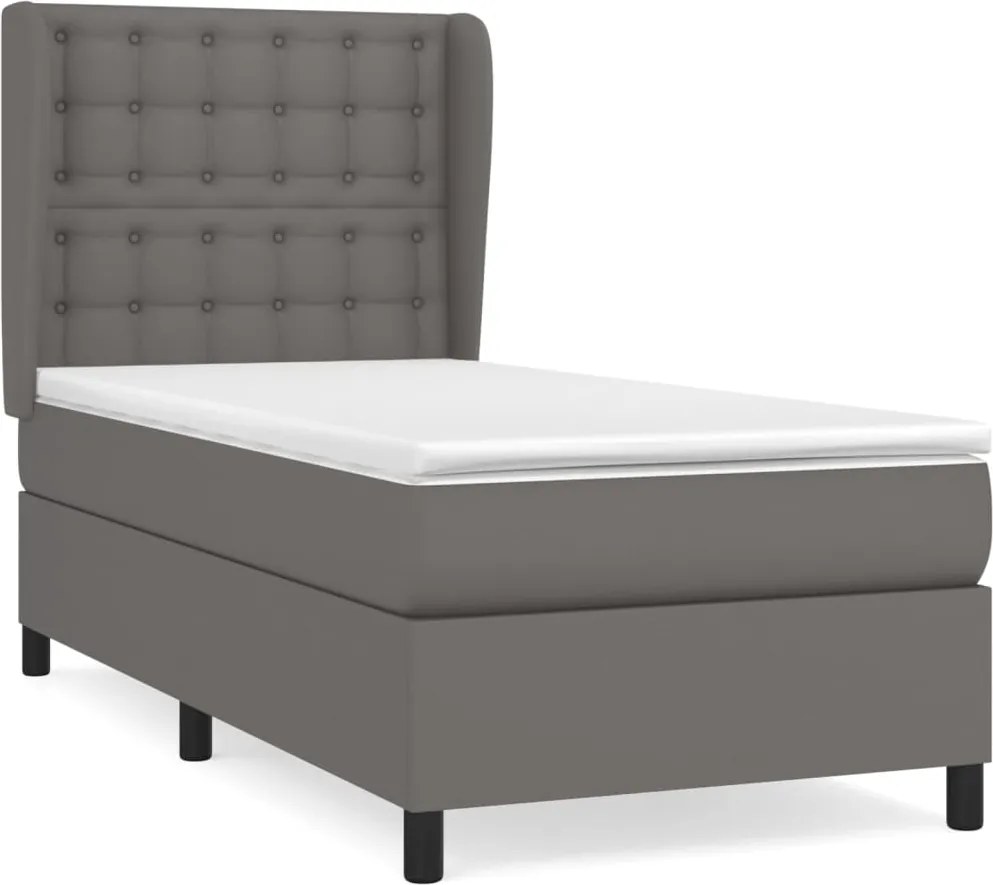 vidaXL szürke műbőr rugós ágy matraccal 100 x 200 cm