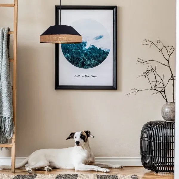 Csillár zsinóron MANISO 1xE27/60W/230V átm. 45 cm fekete/bézs