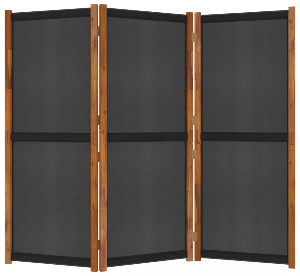 fekete 3 paneles térelválasztó 210 x 180 cm