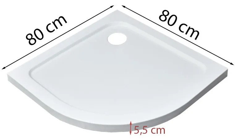 Modena Slim íves alacsony akril zuhanytálca 80x80 cm