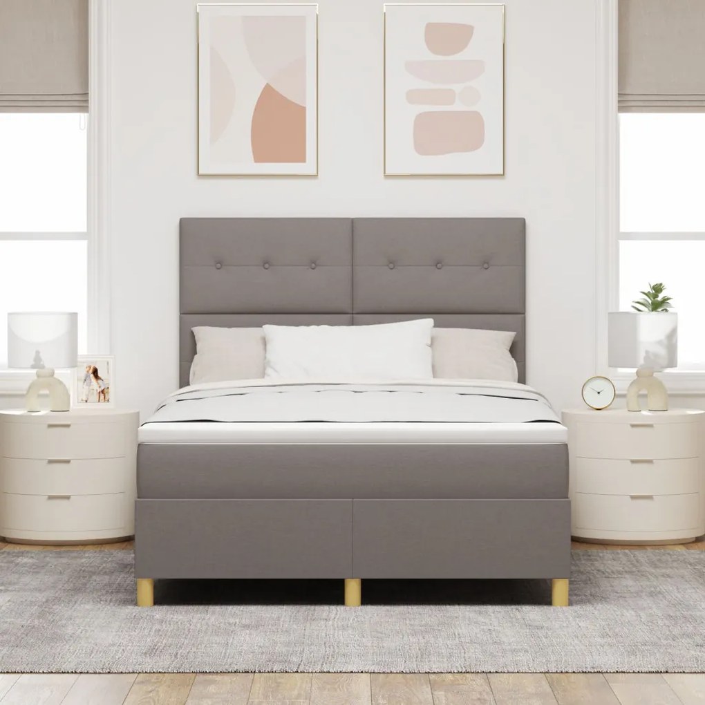 Boxspring Ágy Matraccal Taupe 140x190 cm Szövet